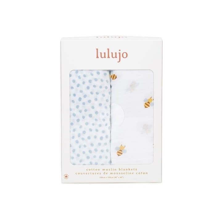 Kocyk Otulacz Muślinowy Bees-Dots 2szt. / Lulujo Boho