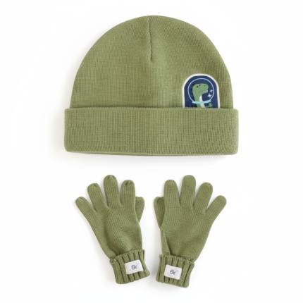 Komplet Zimowy dla Dzieci Czapka i Rękawiczki - Dinozaur / FlapJack