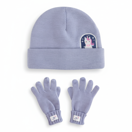 Komplet Zimowy dla Dzieci Czapka i Rękawiczki - Jednorożec / FlapJack