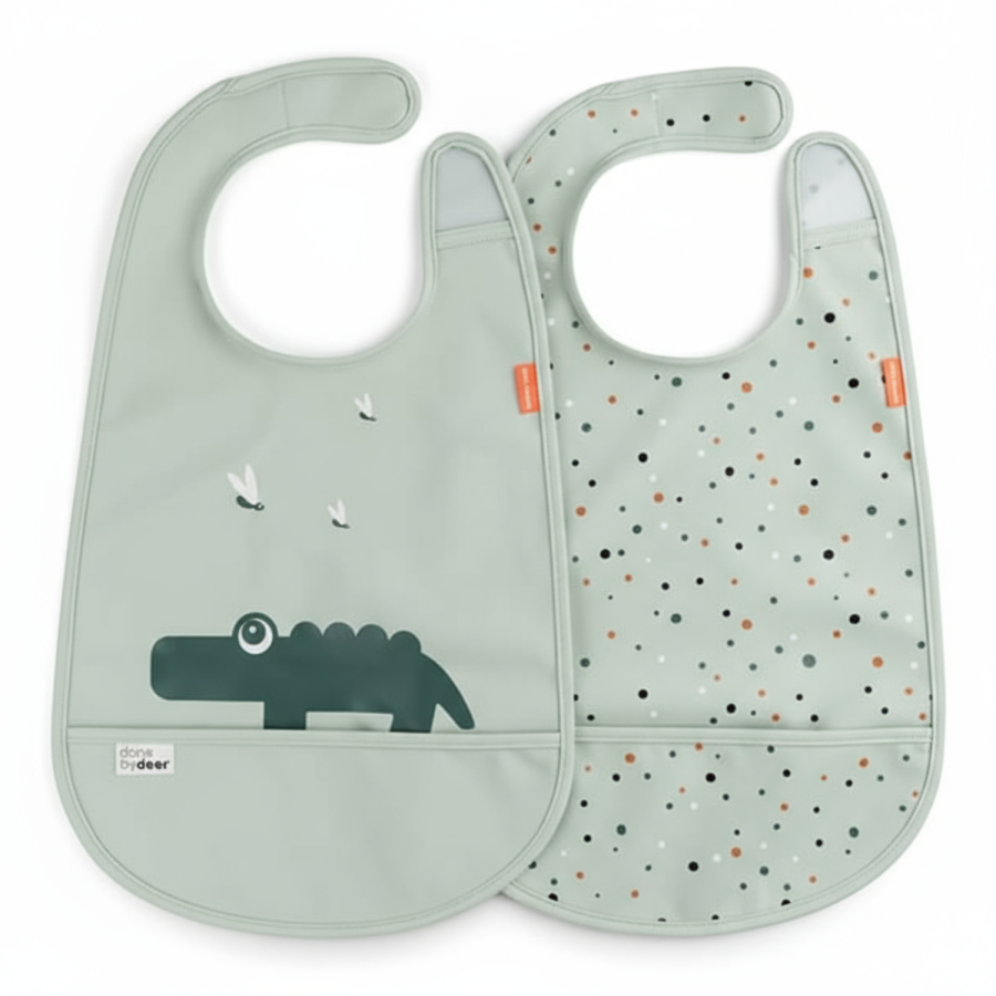 Śliniak z Kieszonką 2szt.Croco Green / Done by Deer