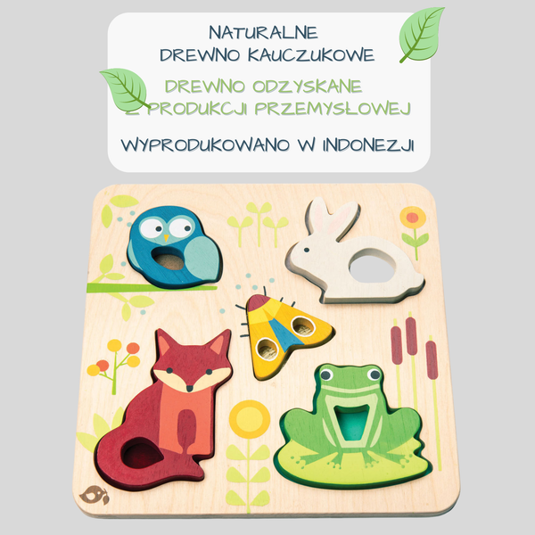 Drewniana układanka sensoryczna - Zwierzęta na łące / Tender Leaf Toys