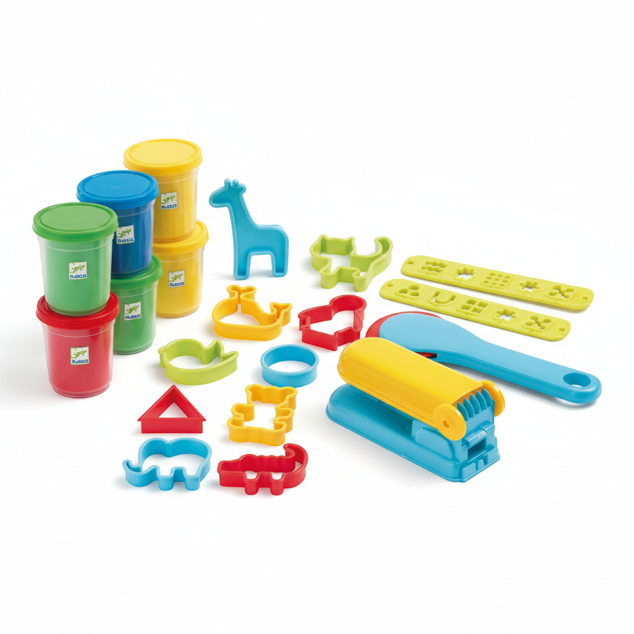 Zestaw masy plastycznej 4 kol.+15 akcesor. / Djeco DJ09755