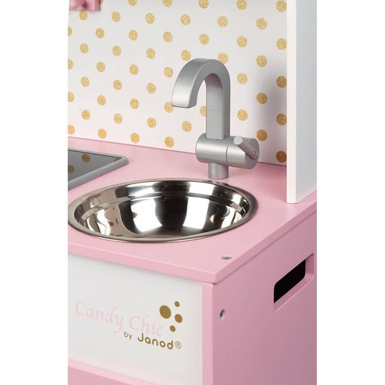 Duża kuchnia drewniana z dźwiękiem i 6 akcesoriami Candy Chic / Janod