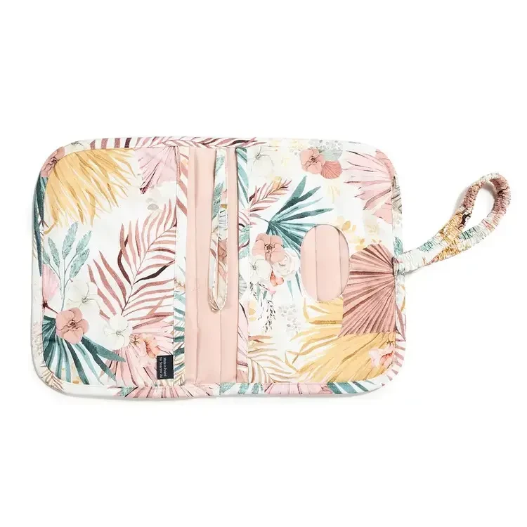 Pikowany organizer na pieluchy - BOHO PALMS LIGHT, POWDER PINK / La Millou