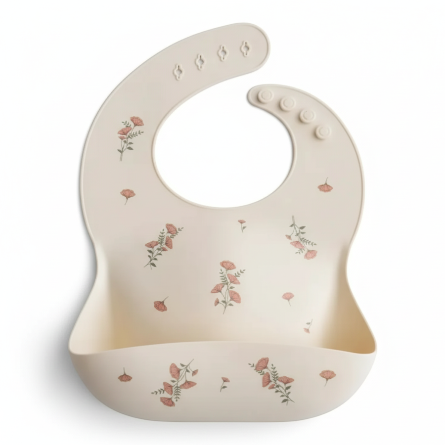 Śliniak silikonowy Pink Flowers / Mushie