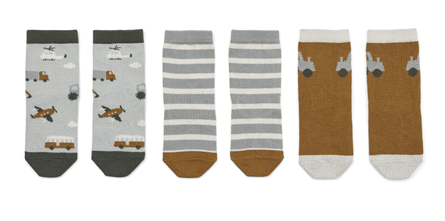 Skarpetki Silas Vehicles Dove Blue, 3-pack / Liewood