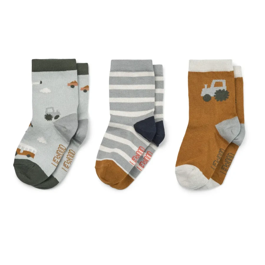 Skarpetki Silas Vehicles Dove Blue, 3-pack / Liewood