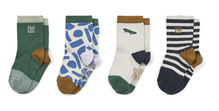 Skarpetki Silas Cotton - Paint Stroke Sandy, 4-pack / Liewood