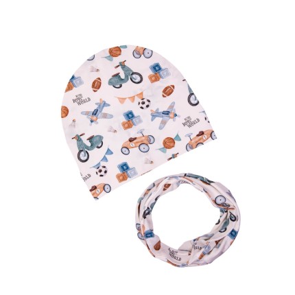 Czapka z kominem wiosenno-jesienna LET'S PLAY WHITE / UL&KA