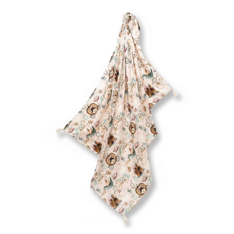 Bambusowy otulacz mgiełka 120x100 fringe - PRINCESS / La Millou