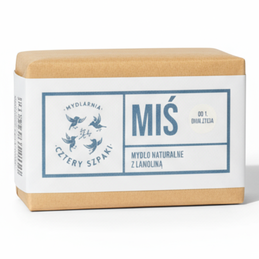 Delikatne mydło MIŚ z lanoliną 110g od urodzenia / Mydlarnia Cztery Szpaki