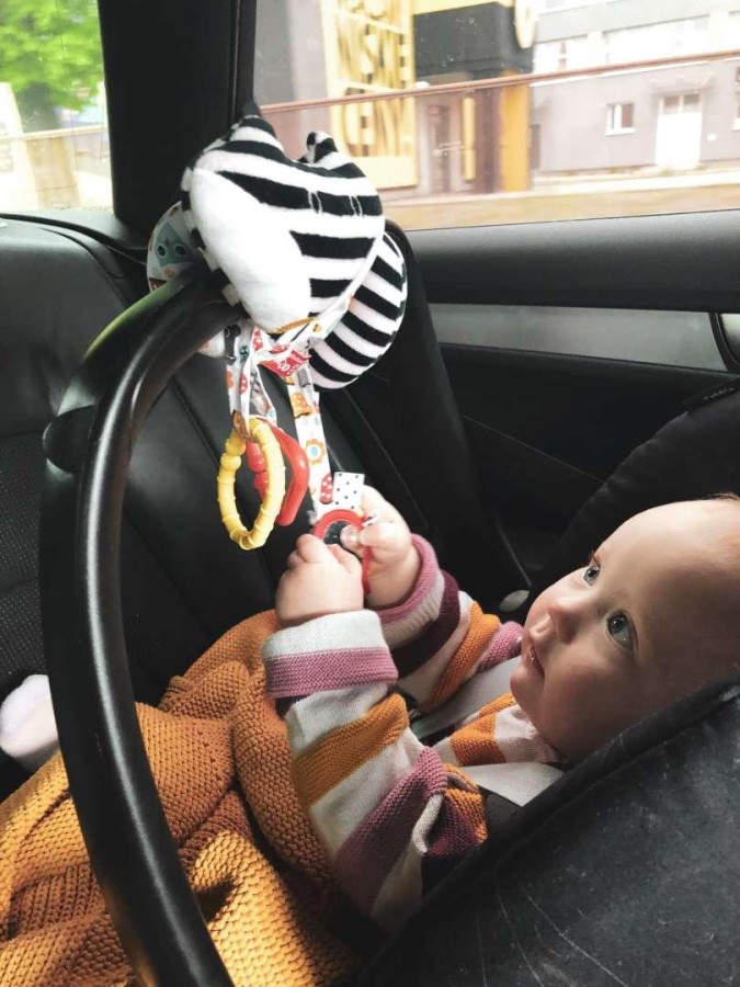 Spirala zawieszka lisek czarno-biały na wózek pobudzająca zmysły / Mom's Care