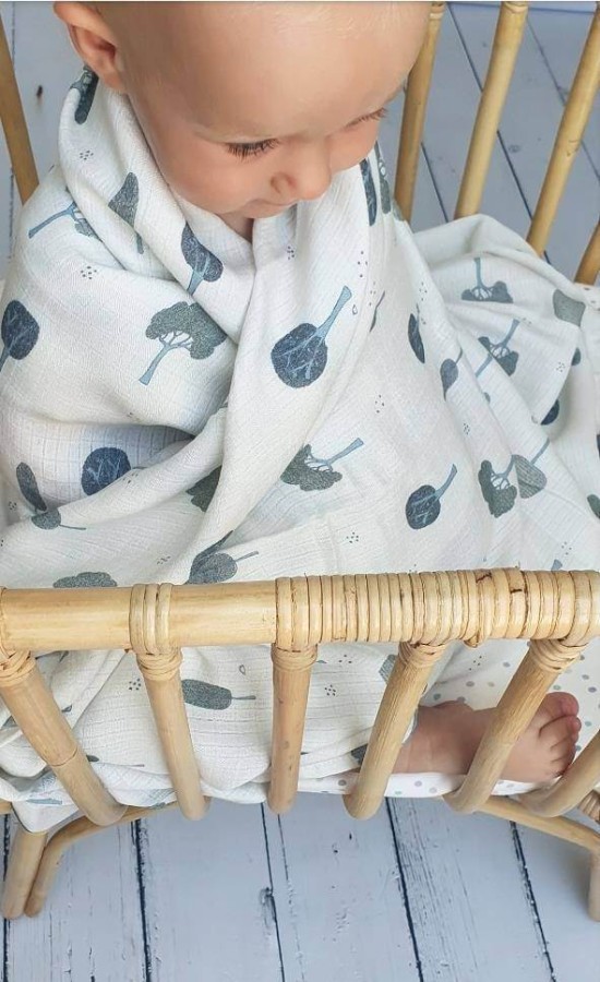 Otulacz muślinowy TREES 120x120 / Pink no More