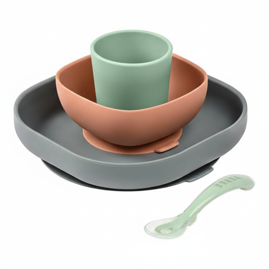 Komplet naczyń z silikonu z przyssawką Mineral / Beaba