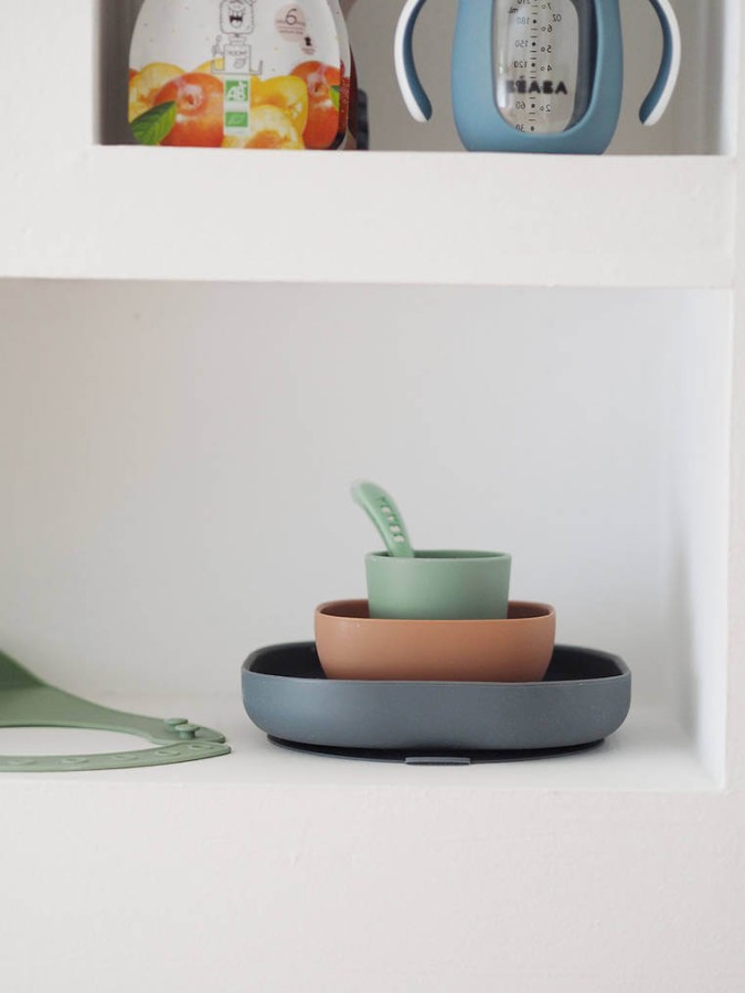 Komplet naczyń z silikonu z przyssawką Mineral / Beaba