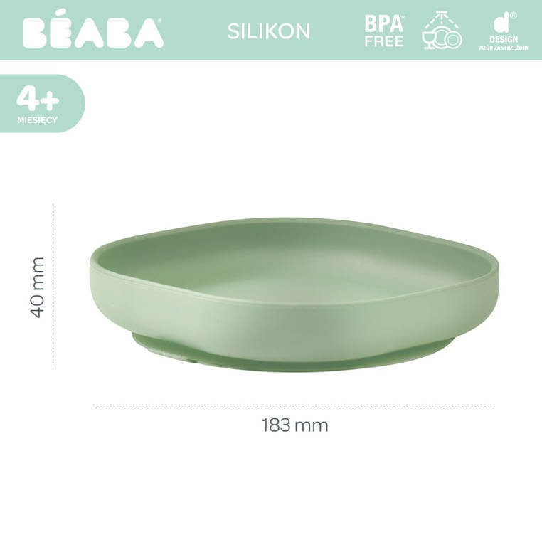Silikonowy talerzyk z przyssawką sage green / Beaba