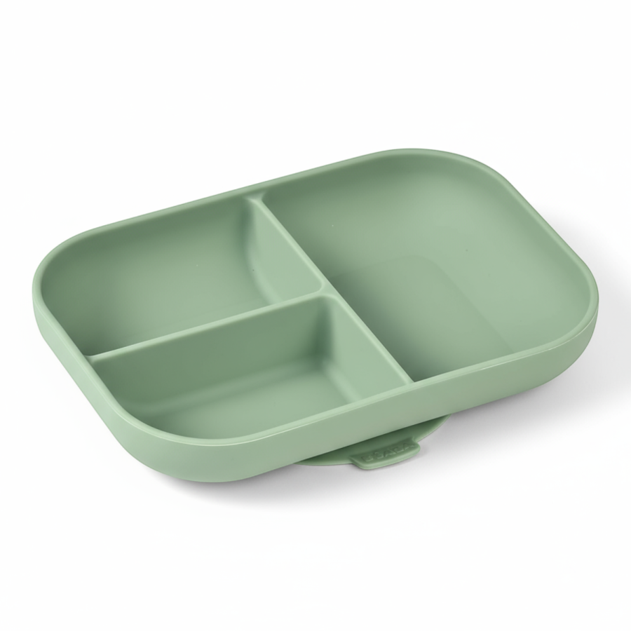 Silikonowy trójdzielny talerz z przyssawką Sage green / Beaba