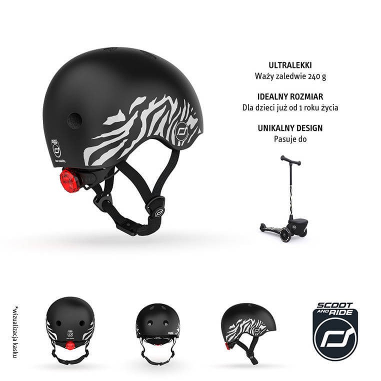 Kask XXS-S dla dzieci 1-5 lat Zebra / Scootandride