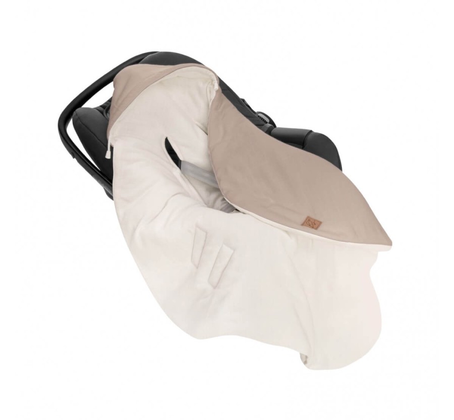 Dwustronny kocyk do fotelika - Linen - Natural i Dark Beige / BabySteps