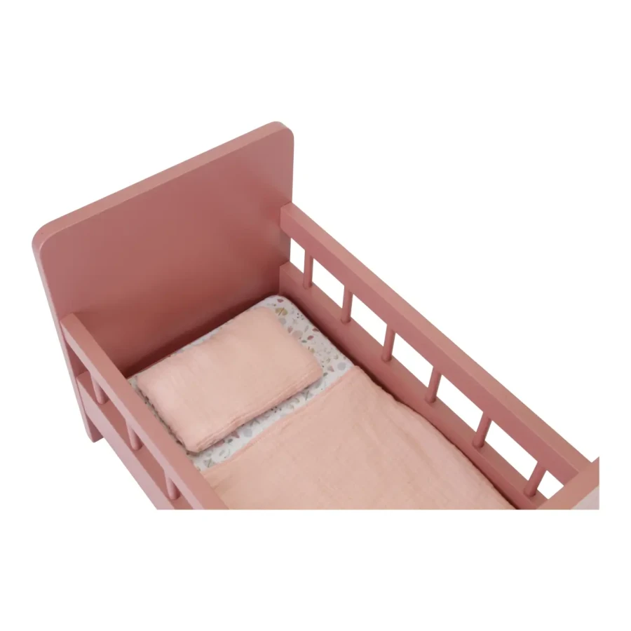 Drewniane łóżeczko dla lalek z pościelą / Little Dutch FSC LD7097