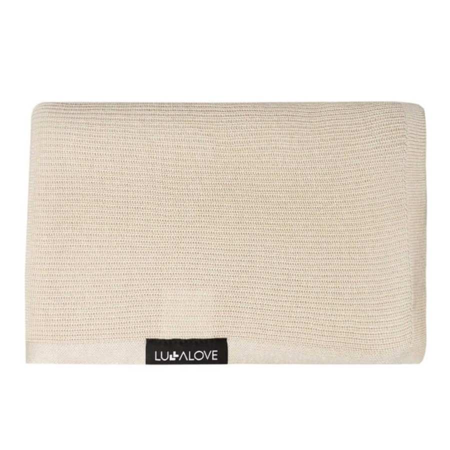 Lekki, dzianinowy kocyk - mgiełka Beż/ Lullalove