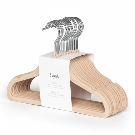 Wieszaki Welurowe dla Dzieci Hazelnut 15 szt. / 3 Sprouts