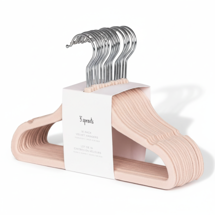 Wieszaki Welurowe dla Dzieci Pink 15 szt. / 3 Sprouts