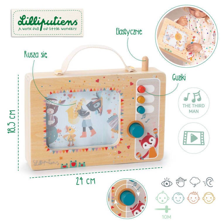 Drewniana animowana pozytywka Telewizor 10 m+ / Lilliputiens