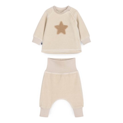 Dresiki welurowe - BEIGE / Pink no More