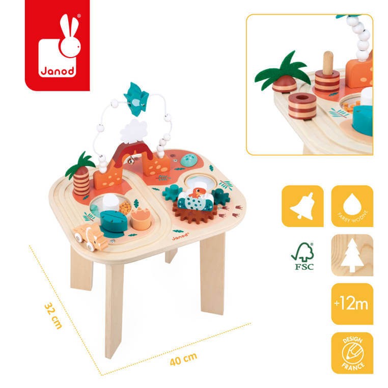 Wielofunkcyjny stolik edukacyjny Dinozaury 12 m+ / Janod J05825