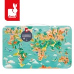 Układanka drewniana magnetyczna Mapa świata z 50 magnesami Dinozaury 7+ / Janod J05836