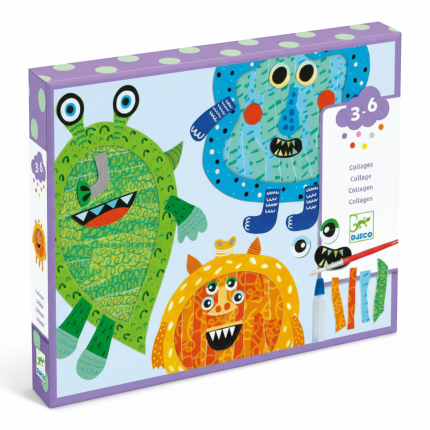 Zestaw artystyczny KOLAŻE SZCZĘŚLIWE STWORKI 3+ / Djeco DJ09875