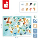 Układanka drewniana magnetyczna z 40 magnesami Małe zwierzątka 2+ / Janod J05468