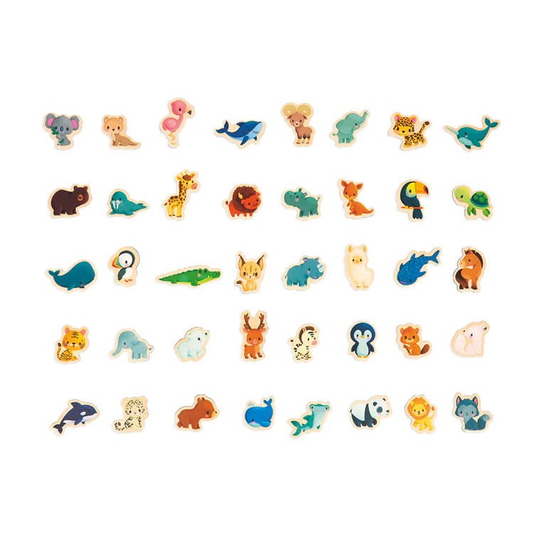 Układanka drewniana magnetyczna z 40 magnesami Małe zwierzątka 2+ / Janod J05468