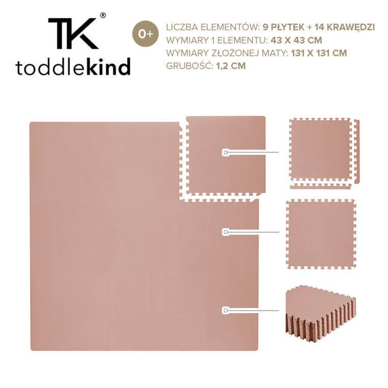 Mata do zabawy piankowa podłogowa Classic Playmat Blush / Toddlekind TK38099