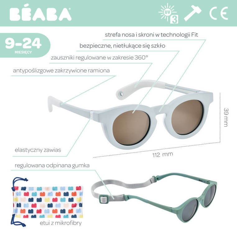 Okulary przeciwsłoneczne dla dzieci 9-24 miesięcy Delight - Cloud blue / Beaba 930341