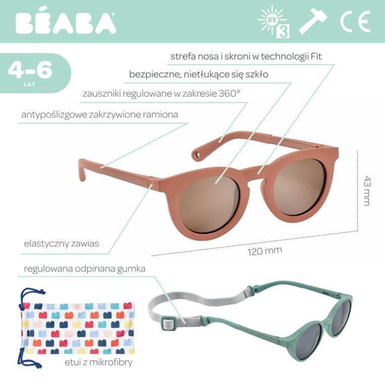 Okulary przeciwsłoneczne dla dzieci 4-6 lat Sunshine - Terracotta / Beaba 930349