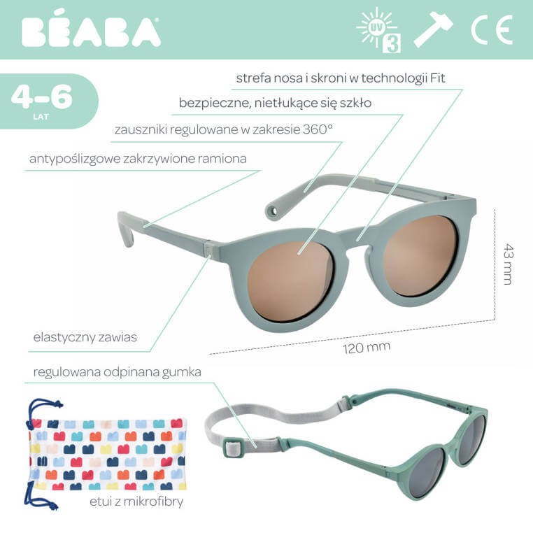 Okulary przeciwsłoneczne dla dzieci 4-6 lat Sunshine - Baltic blue / Beaba 	930350