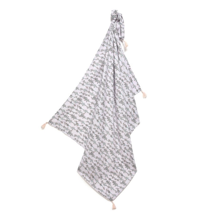 Bambusowy otulacz mgiełka 120x100 fringe - VERY PERI VIOLET / La Millou