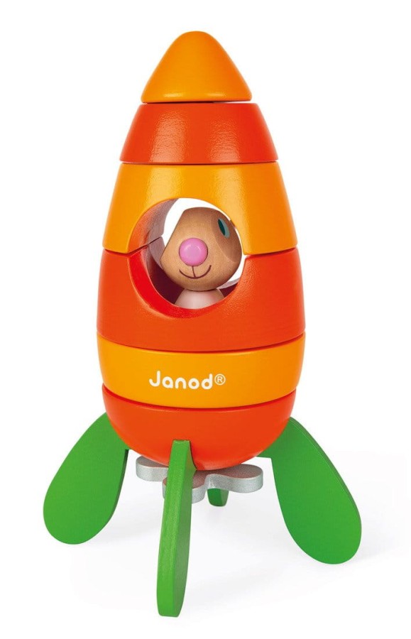 Rakieta drewniana magnetyczna marchewka z Królikiem / Janod
