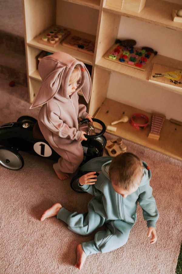 Ciepły kombinezon na zamek Królik - szary melanż / Benni