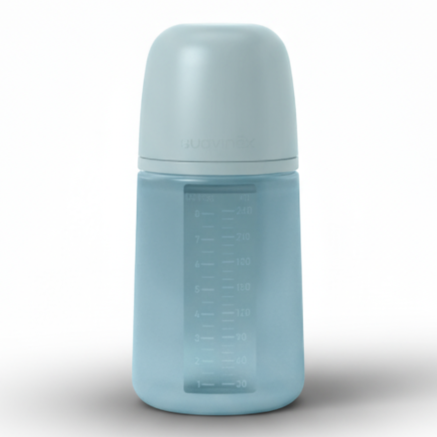 Butelka silikonowa SX Pro, średni przepływ, 240 ml - niebieska / Suavinex