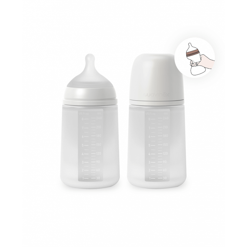 Butelka silikonowa SX Pro, średni przepływ, 240 ml - transparentna / Suavinex