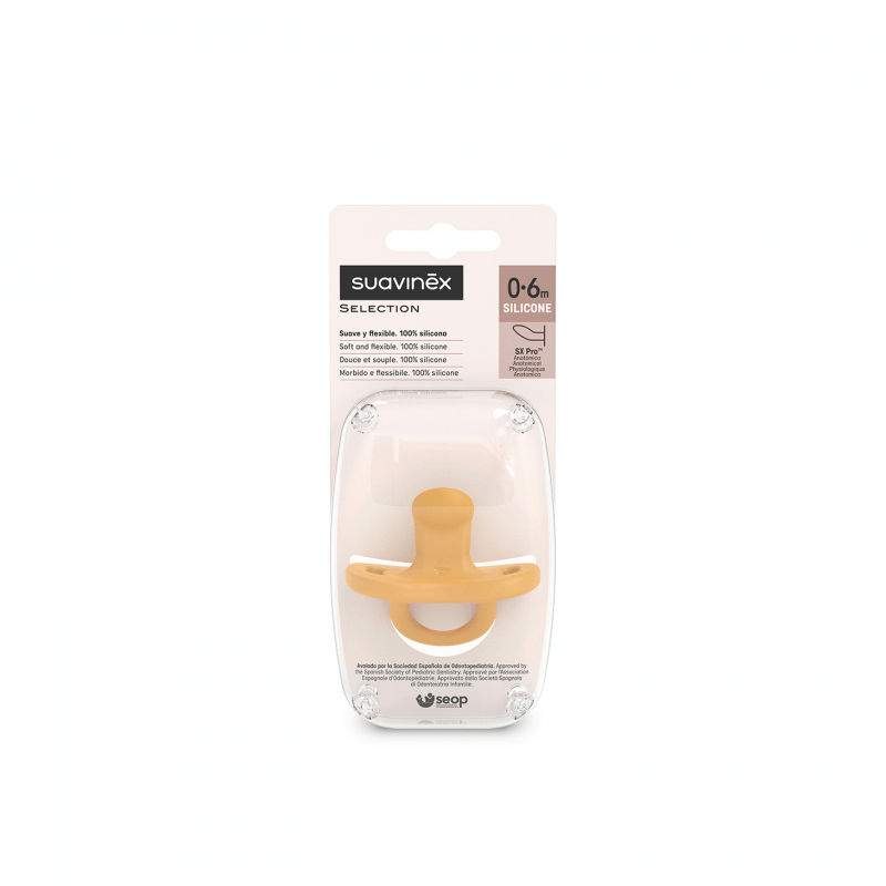 Smoczek 100 % silikonowy anatomiczny SX Pro Colour Essence - musztardowy / Suavinex