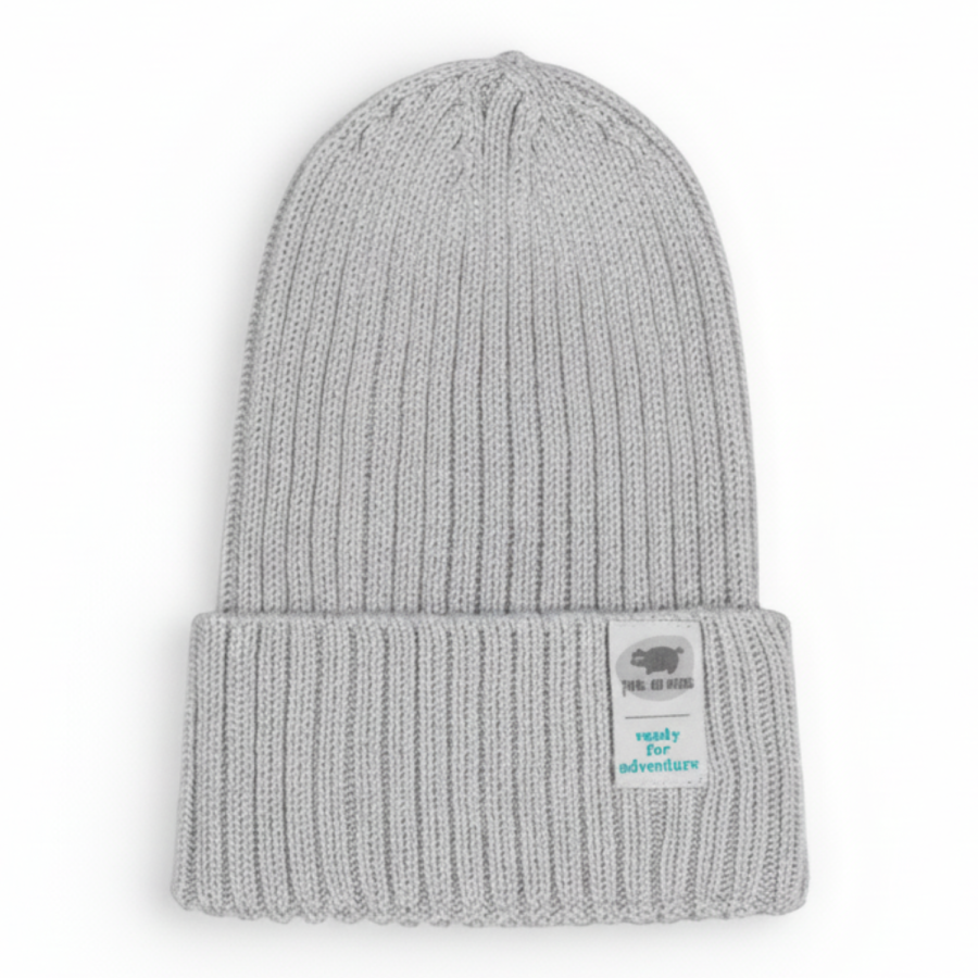 Czapka Beanie 0-24 miesiące LIGHT GREY / Pink no more