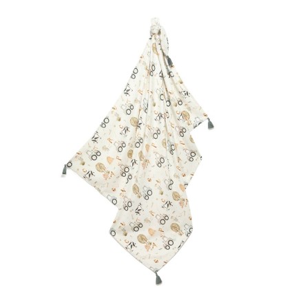 Bambusowy otulacz mgiełka 120x100 fringe - ABC FARM / La Millou