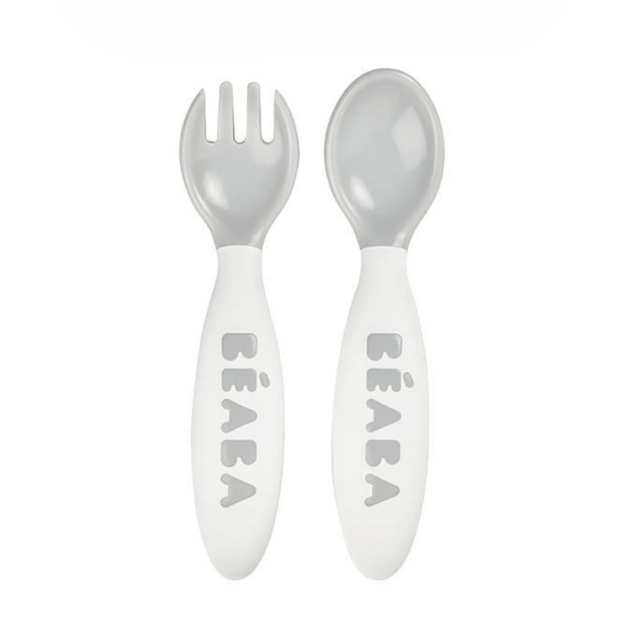 Sztućce plastikowe w etui Grey / Beaba
