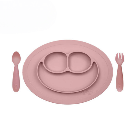 Komplet naczyń silikonowych Mini Feeding Set pastelowy róż / EZPZ