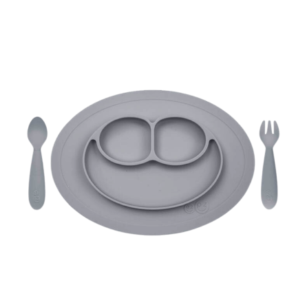 Komplet naczyń silikonowych Mini Feeding Set szary / EZPZ
