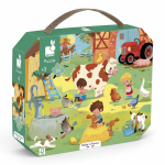 Puzzle w walizce Dzień na farmie 24 elementy 3+ / Janod